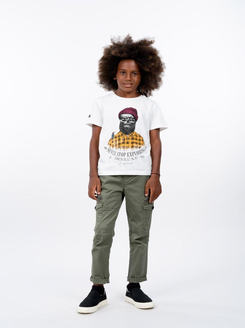 T-shirt tête de mort 'Deeluxe' Blanc - Kiabi