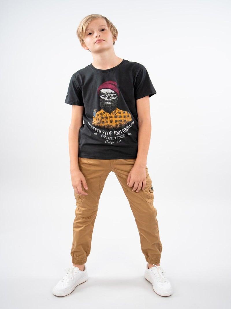 T-shirt tête de mort 'Deeluxe' gris anthracite - Kiabi