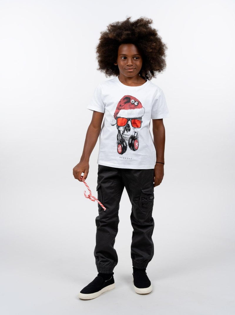 T-shirt tête de mort père noël 'Deeluxe' Blanc - Kiabi