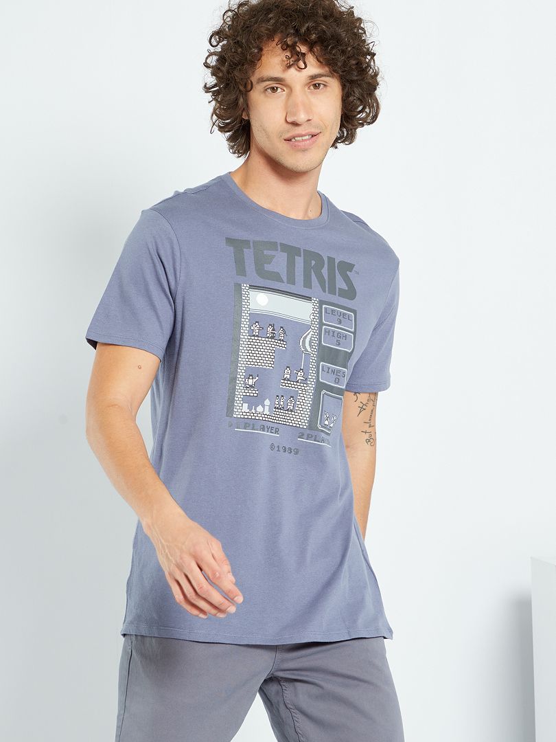 T-shirt 'Tetris' en jersey gris - Kiabi