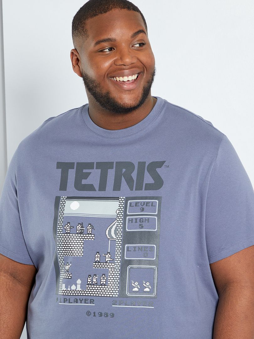T-shirt 'Tetris' gris bleu - Kiabi