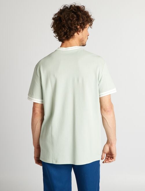 T-shirt texturé à liserés contrastants - Kiabi