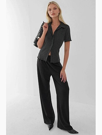 T-shirt texturé col chemise manches courtes hiccup