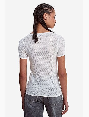 T-shirt texturé détail nœud manches courtes dilvin