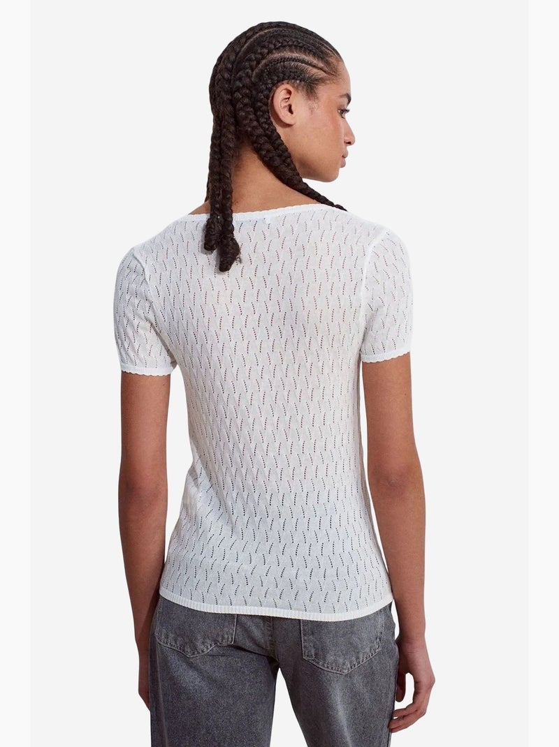T-shirt texturé détail nœud manches courtes dilvin Blanc - Kiabi