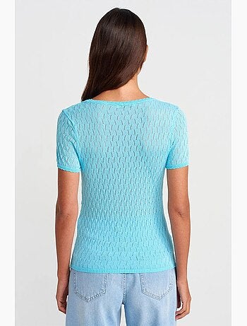 T-shirt texturé détail nœud manches courtes dilvin