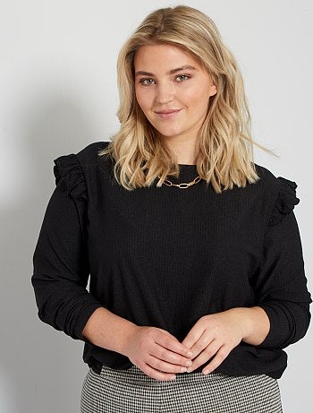 T-shirt texturé et volanté