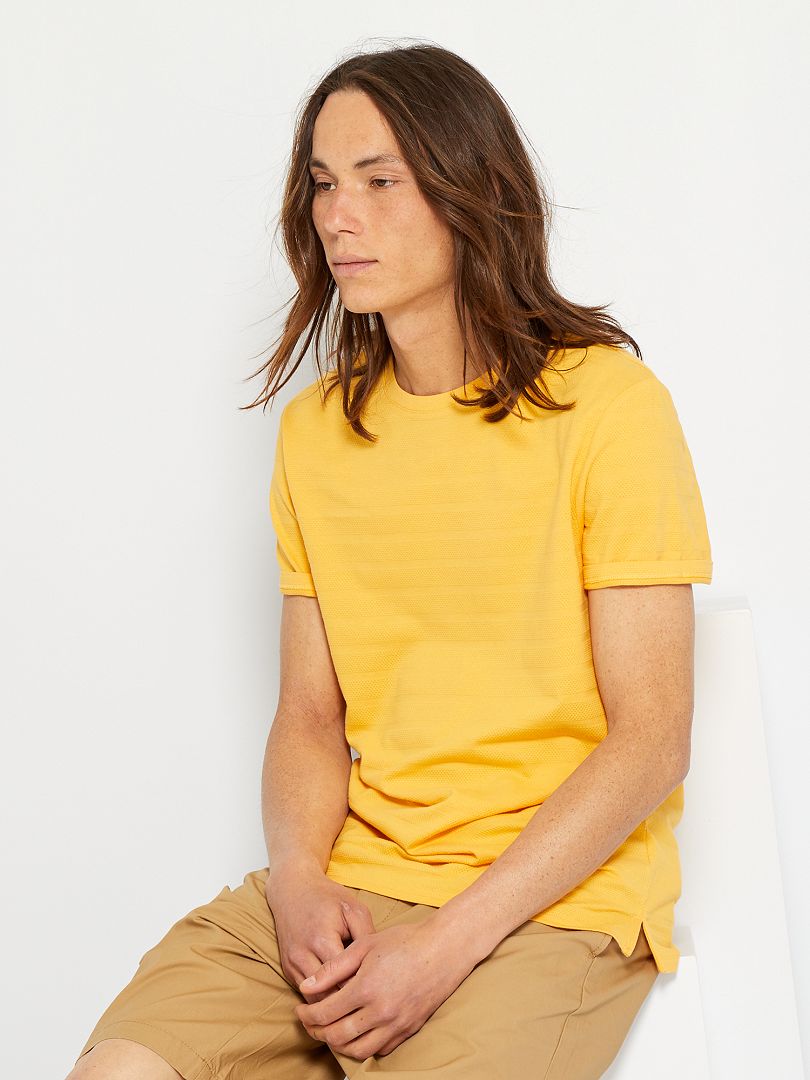 T-shirt texturé jaune - Kiabi