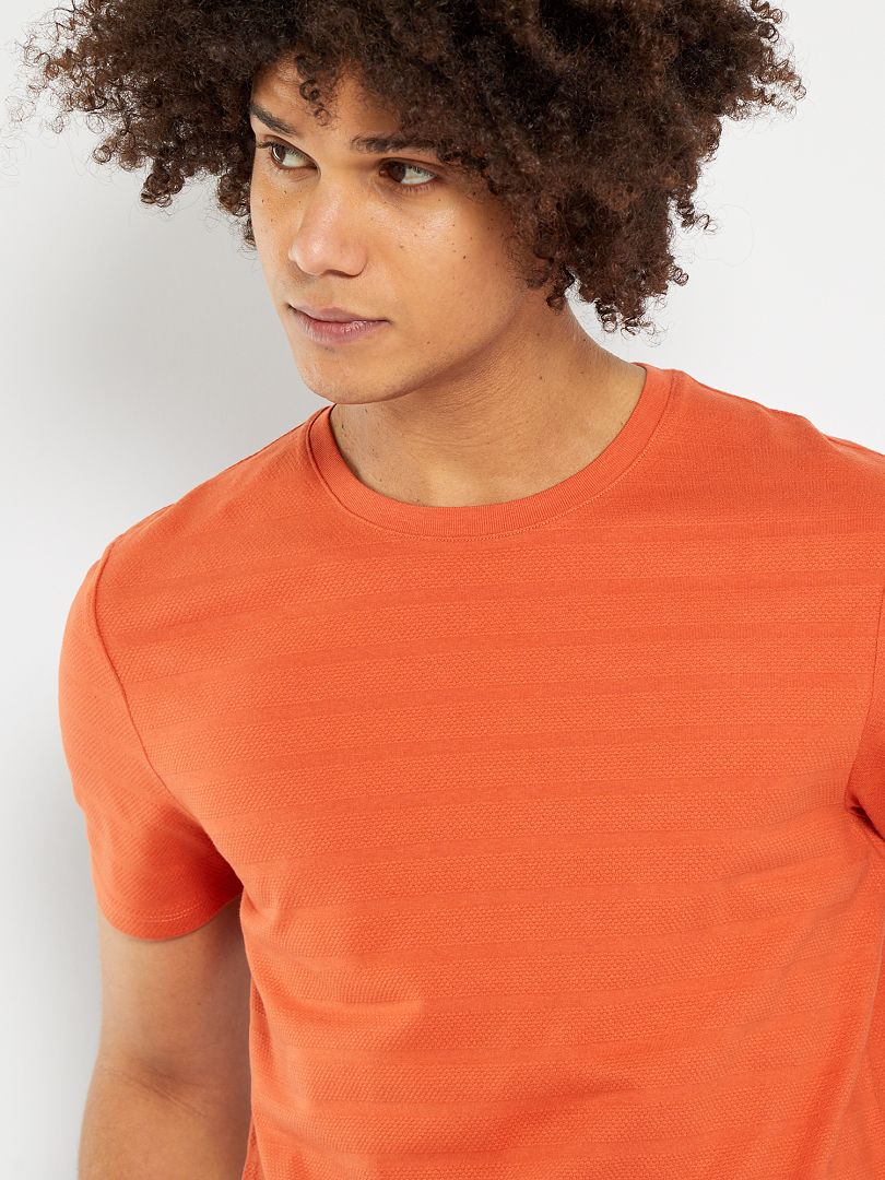 T-shirt texturé orange - Kiabi