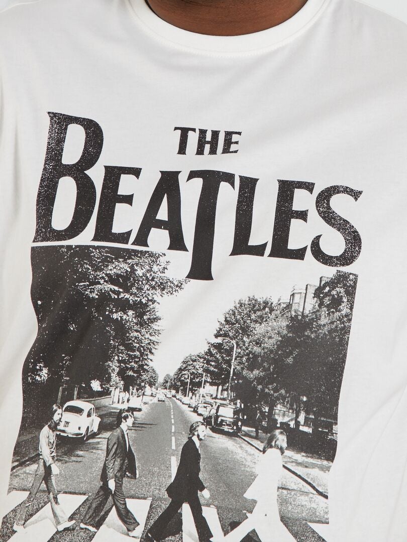 T-shirt 'The Beatles' à col rond blanc - Kiabi