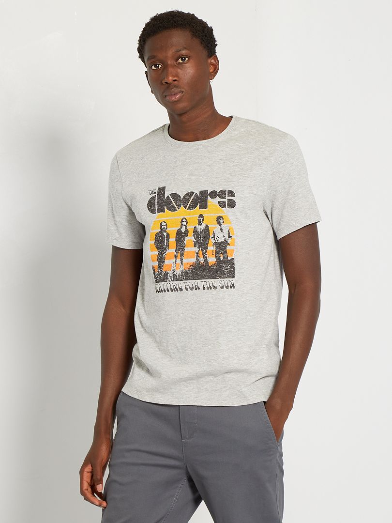 T-shirt 'The Doors' gris clair chiné - Kiabi