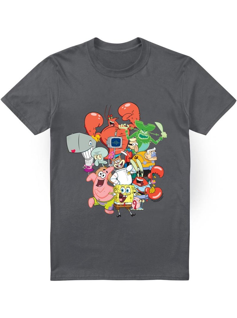 T-shirt the whole gang - bob l'éponge Gris Noir - Kiabi