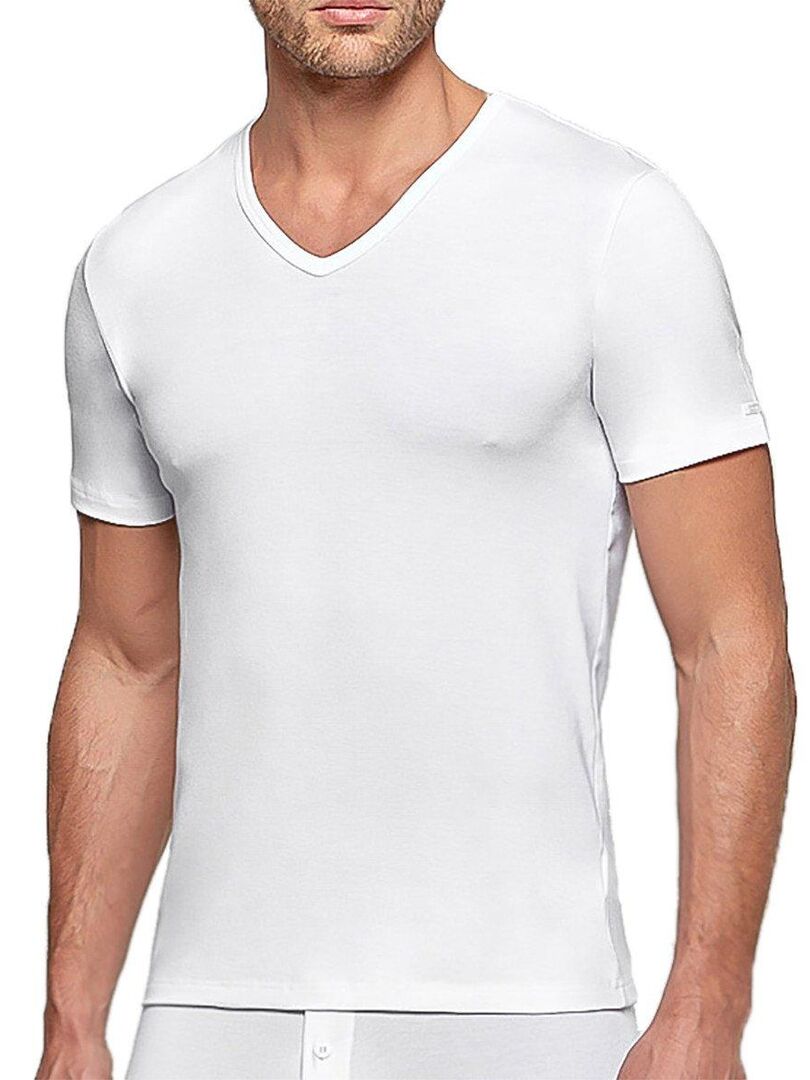 T-shirt thermique à manches courtes col V Thermo Blanc - Kiabi