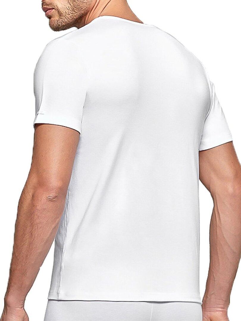 T-shirt thermique à manches courtes col V Thermo Blanc - Kiabi