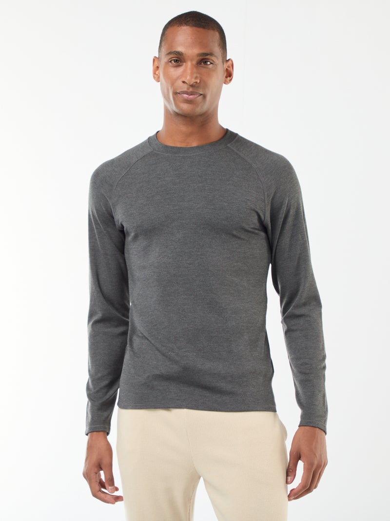 T-shirt thermique simple - gris chiné