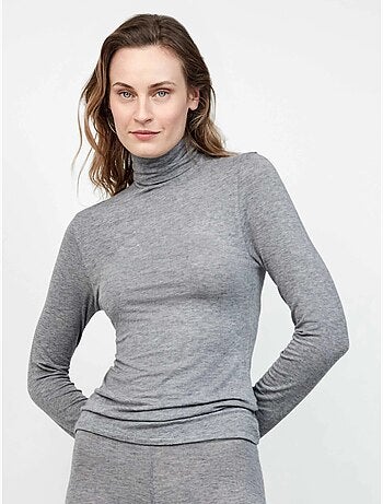 T-shirt thermique légère à col haut et manches longues