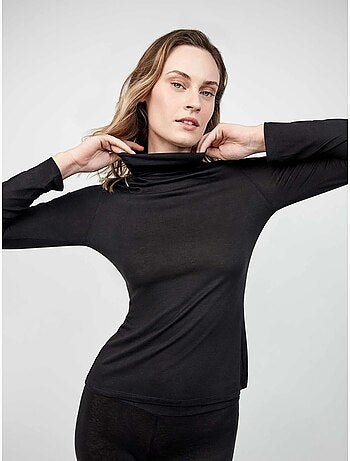 T-shirt thermique légère à col haut et manches longues