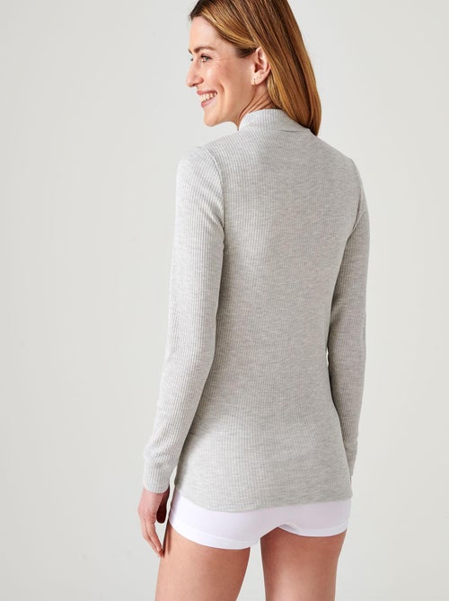 T-shirt Thermolactyl  col montant, côtes molletonnées  - Damart - Kiabi