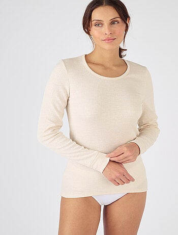 T-shirt Thermolactyl col rond, côtes molletonnées - Damart