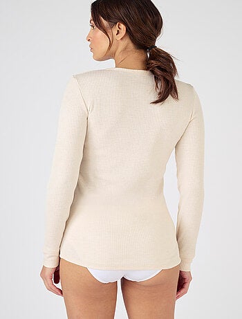 T-shirt Thermolactyl col rond, côtes molletonnées - Damart