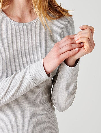 T-shirt Thermolactyl col rond, côtes molletonnées - Damart