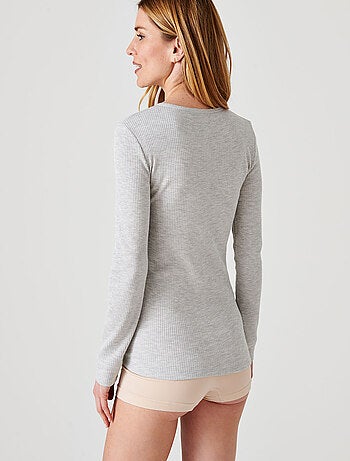 T-shirt Thermolactyl col rond, côtes molletonnées - Damart