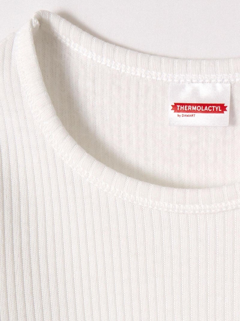 T-shirt Thermolactyl col rond, côtes molletonnées  thermique - Damart Blanc - Kiabi