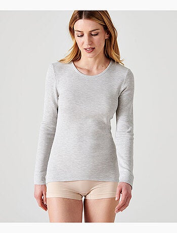 T-shirt Thermolactyl col rond, côtes molletonnées thermique - Damart