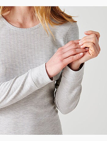 T-shirt Thermolactyl col rond, côtes molletonnées thermique - Damart