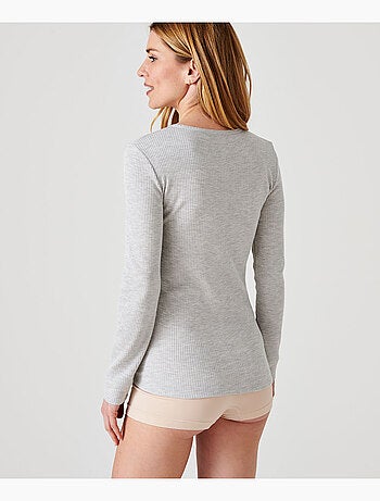 T-shirt Thermolactyl col rond, côtes molletonnées thermique - Damart