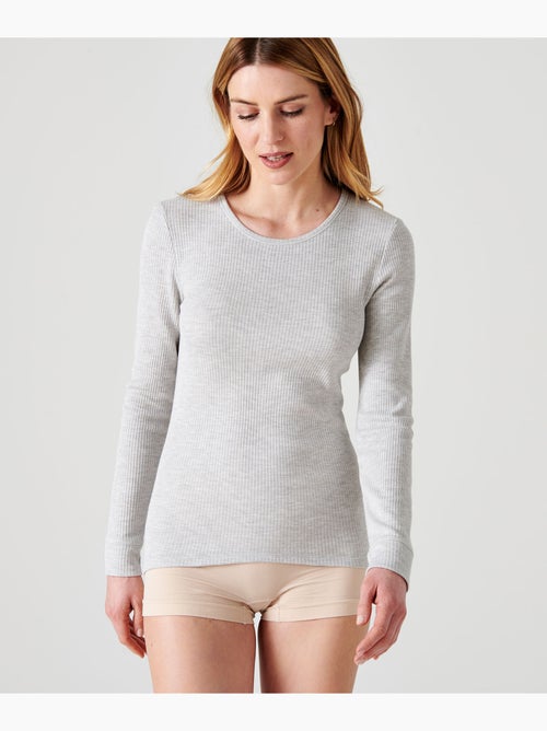 T-shirt Thermolactyl col rond, côtes molletonnées  thermique - Damart - Kiabi