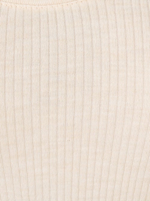 T-shirt Thermolactyl côtes molletonnées, col dégagé - Damart - Kiabi