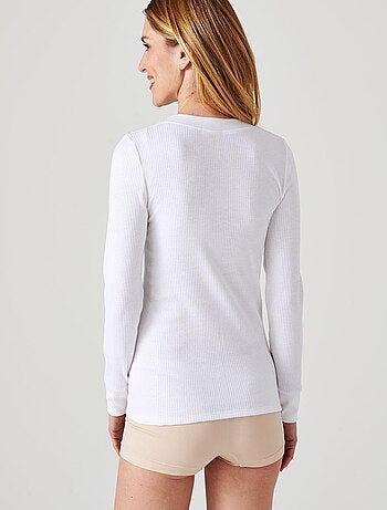T-shirt Thermolactyl côtes molletonnées, col dégagé thermique - Damart