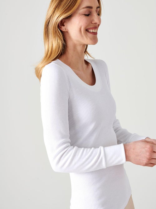 T-shirt Thermolactyl côtes molletonnées, col dégagé thermique - Damart - Kiabi