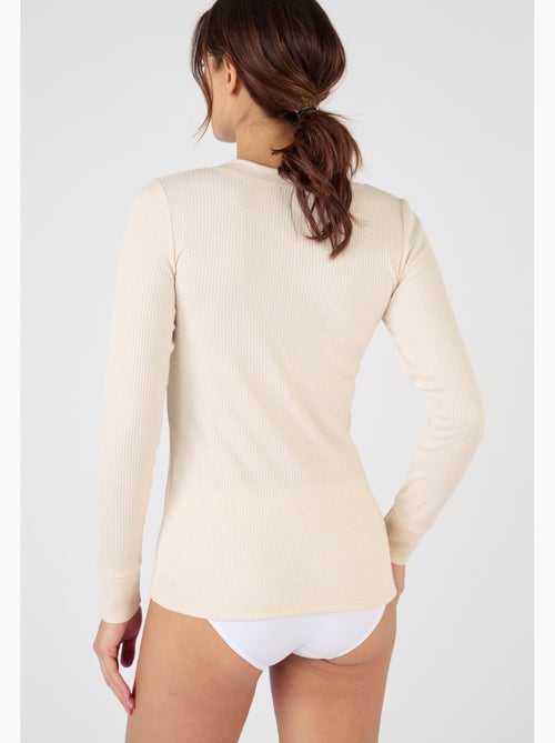 T-shirt Thermolactyl côtes molletonnées, col dégagé thermique - Damart - Kiabi