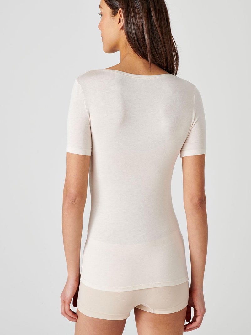 T-shirt Thermolactyl invisible manches courtes - Damart Beige sable - Kiabi