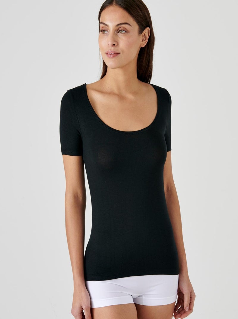 T-shirt Thermolactyl invisible manches courtes - Damart Noir - Kiabi