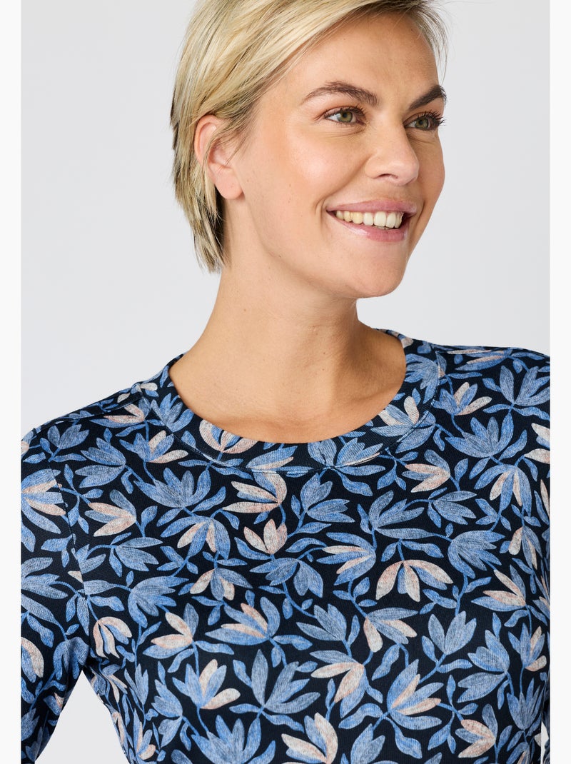 T-shirt thermolactyl maille chaude  - damart Bleu marine - Kiabi
