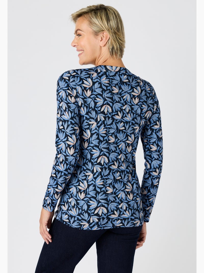 T-shirt thermolactyl maille chaude  - damart Bleu marine - Kiabi