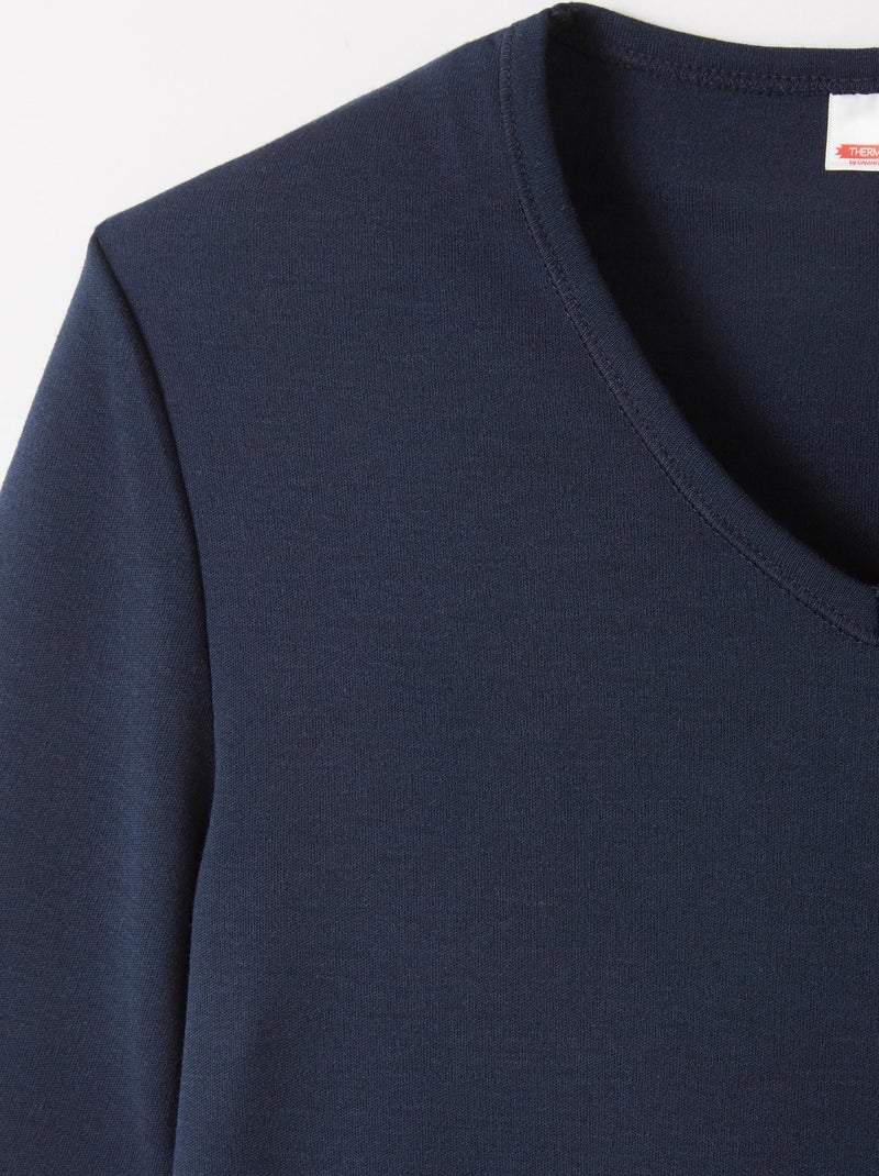 T-shirt Thermolactyl manches courtes maille interlock  - Damart Bleu marine - Kiabi