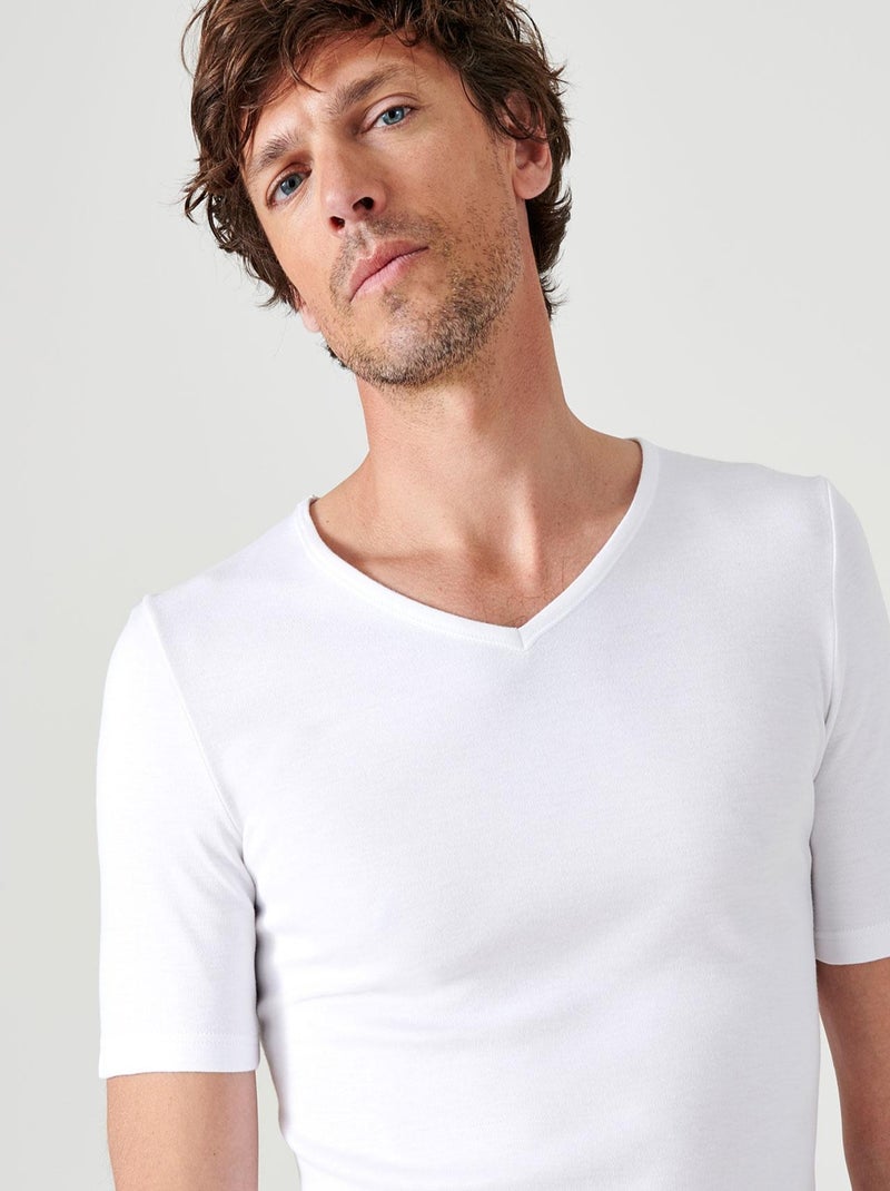 T-shirt Thermolactyl manches courtes maille interlock  thermique - Damart Blanc - Kiabi