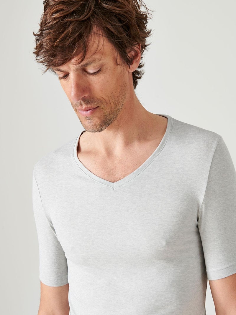 T-shirt Thermolactyl manches courtes maille interlock  thermique - Damart Gris chiné - Kiabi