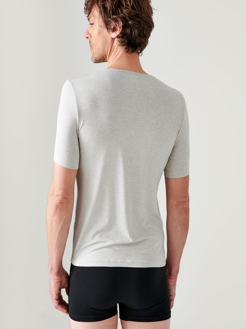 T-shirt Thermolactyl manches courtes maille interlock  thermique - Damart Gris chiné - Kiabi