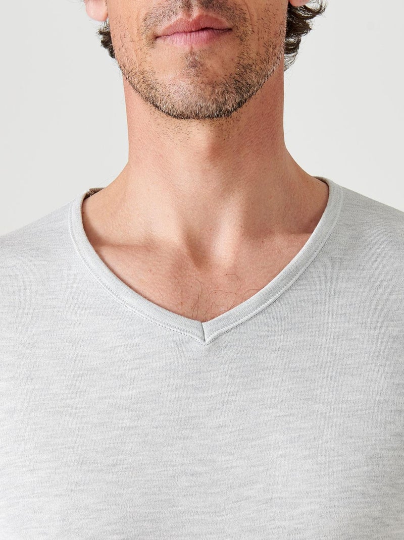 T-shirt Thermolactyl manches courtes maille interlock  thermique - Damart Gris chiné - Kiabi