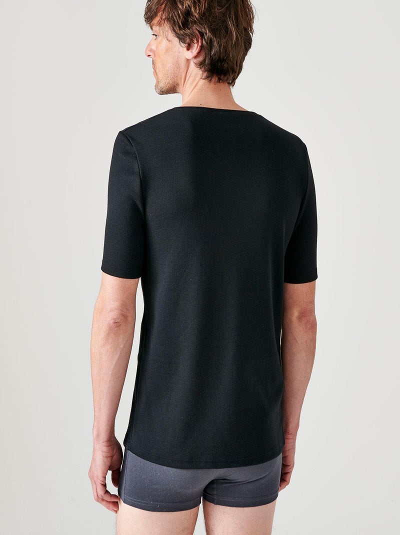 T-shirt Thermolactyl manches courtes maille interlock  thermique - Damart Noir - Kiabi