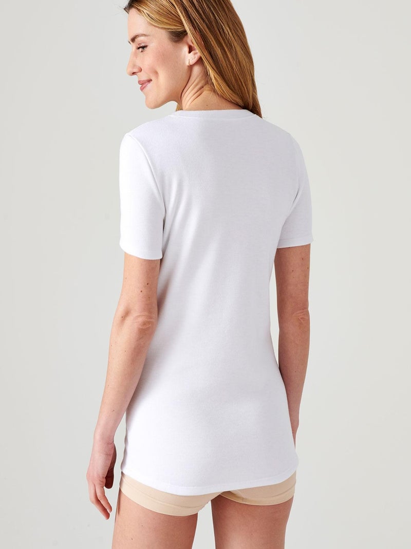 T-shirt Thermolactyl manches courtes, molleton gratté  - Damart Blanc - Kiabi