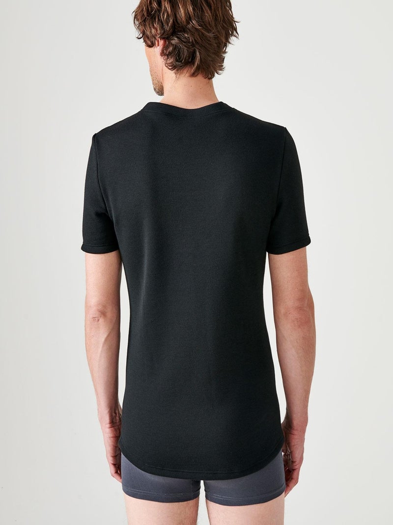 T-shirt Thermolactyl manches courtes, molleton gratté thermique - Damart Noir - Kiabi