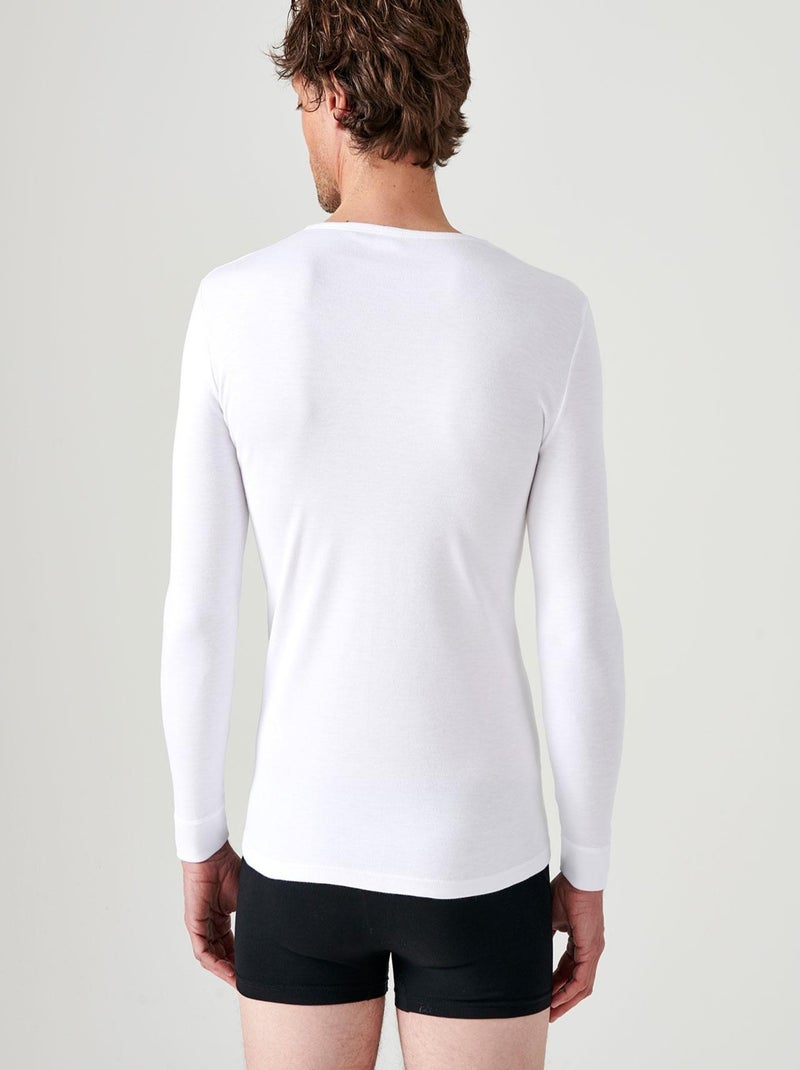 T-shirt Thermolactyl manches longues maille interlock thermique - Damart Blanc - Kiabi