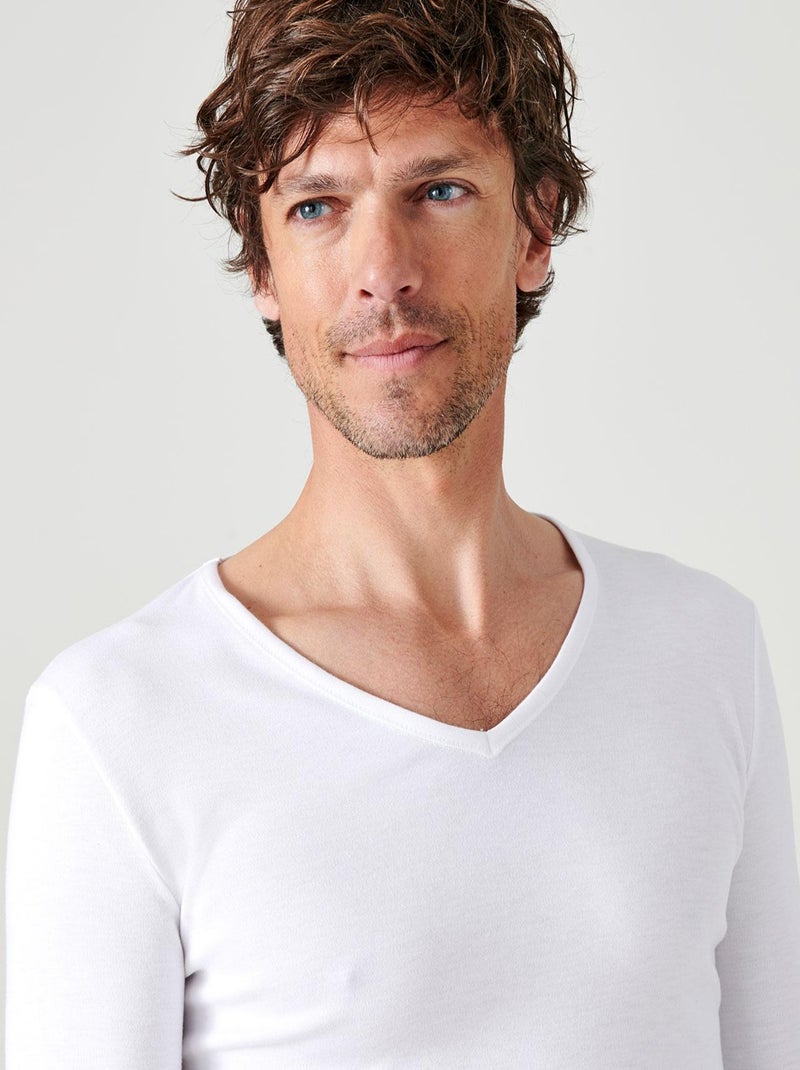 T-shirt Thermolactyl manches longues maille interlock thermique - Damart Blanc - Kiabi