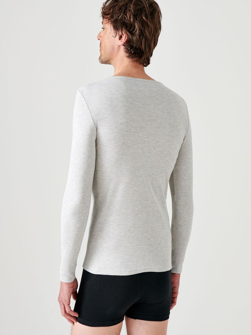 T-shirt Thermolactyl manches longues maille interlock thermique - Damart Gris chiné - Kiabi